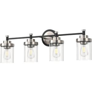 VONLUCE Vanity Lights for Bathroom, 4-Light Bathroom Light Fixtures Over Mirror, Black & Nickel Vanity Lights for Bathroom