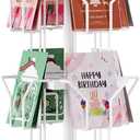 ORLESS Greeting Card Rack Display Stand, 3 Tier Rotating Card Holder Display Retail, 12 Pocket Metal Postcard Holder Display Stand, Greeting Card Holder for Postcards, Brochures, Stickers, Showcase(White)