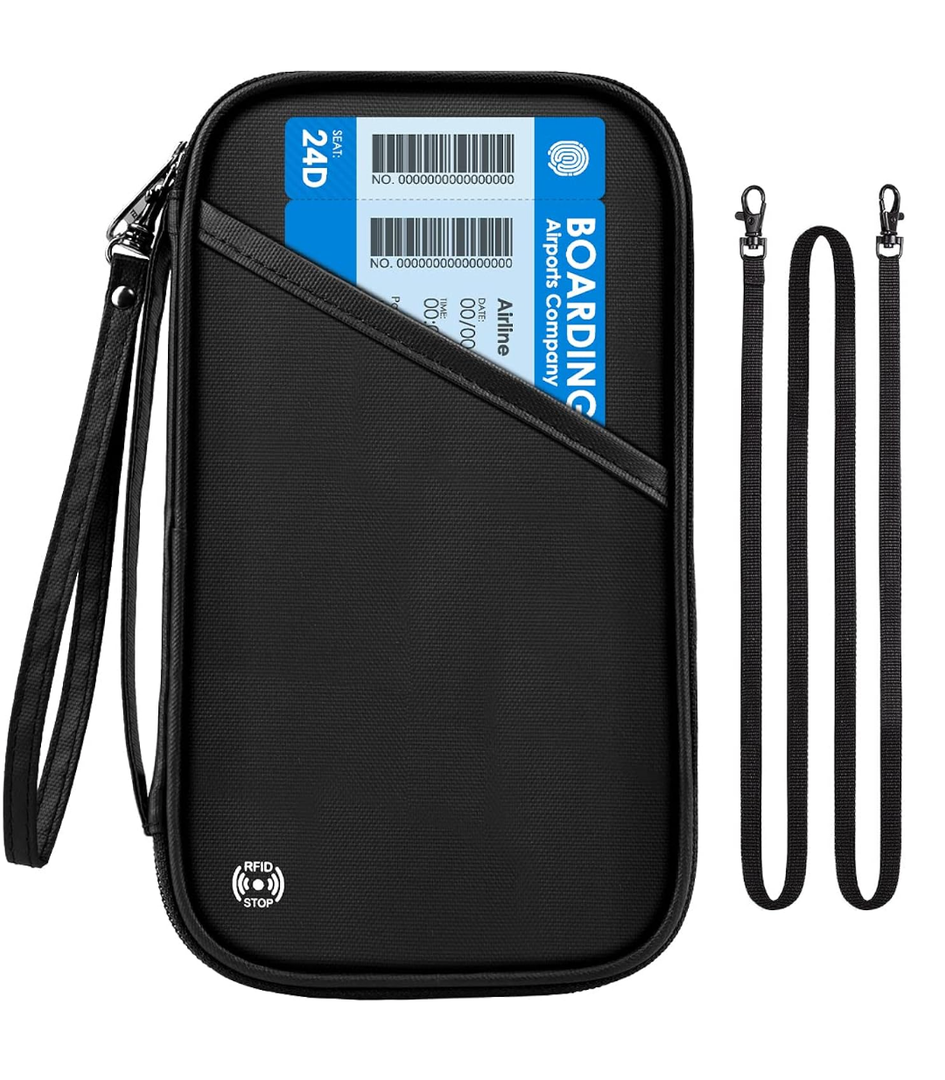 Travel Passport Wallets, Airtag Lightweight Family Passport Holder With RFID Blocking Passport Cover Case Waterproof Bag Document Organizer for Men and Women