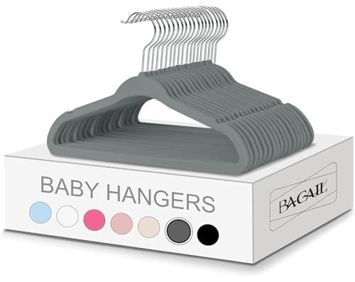 BAGAIL 50 Pack Kids Velvet Hangers 11 Inches Children's Clothes Hangers Non-Slip Baby Hangers for Infant/Toddler (Grey)