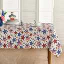 Horaldaily 4th of July Tablecloth 5270 Inch Rectangular, Patriotic Star Strips Pattern Independence Day Memorial Day Washable Seasonal Table Cover for Party Picnic Dinner Decor