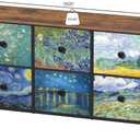 EXOTICA 6 Drawer Dresser for Bedroom Van Gogh Chest of Drawers Wide TV Stands Fabric Storage Drawer Unit for Living Room Entryway Closet Sturdy Steel Frame Wood Top
