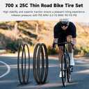 Yeesport 700 x 25c Road Bike Tires, 2 Pack Folding 700x25c Tires & 700 x 25c-28c Bike Tubes Presta Valve 48mm Tire Replacement with Rim Strips for Urban Rural Asphalt Concrete Hard Roads