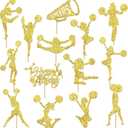 Cheerleading Centerpiece Sticks 18Pcs Cheerleading Themed Party Decorations Glitter Gold Cheerleader Birthday Table Toppers for Cheer Team Gymnastics Birthday Party Supplies