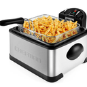 Chefman 4.5 Liter Deep Fryer w/Basket Strainer, XL Jumbo Size, Adjustable Temperature & Timer, Perfect for Fried Chicken, Shrimp, French Fries, Chips & More, Removable Oil-Container, Stainless Steel