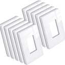 [10 Pack] BESTTEN 1 Gang Screwless Decorative Wall Plate, Mid-Size H4.88" x W3.11", USWP6 Gloss Snow White, Faceplate Cover for Decorator Receptacle Outlet & Switch