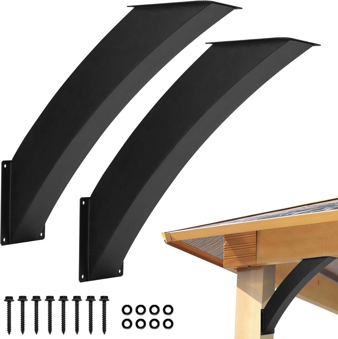 BETOLLO Heavy Duty 4''x4'' (Actual: 3.2"x3.2") Arc 45-Degree Angle Brackets - 2-Pack Steel Pergola Post-to-Beam Support Connector Hardware for Outdoor Gazebo, Deck, Porch, Fence Gate