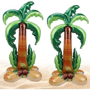 Palm Tree Balloon, Inflatable Palm Tree Decor, Blow Up Palm Tree for Tropical Party, Two Large 59 x 31 Inches Palm Tree Balloons, Durable Foil Material for Indoor Outdoor Use