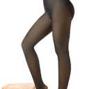Fleece Lined Tights Women Fake Translucent Warm Pantyhose Leggings Sheer Thick Tights for Winter (Black, S)