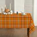 Horaldaily Fall Tablecloth 6084 Inch Rectangular, Autumn Buffalo Plaid Orange Washable Seasonal Table Cover for Party Picnic Dinner Decor