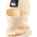 Winter Balaclava Knitted Ski Mask with LED Light - Fleece Lined Full Face Cover Windproof Snow Mask for Men & Women for Skiing,Snowboarding, Motorcycling