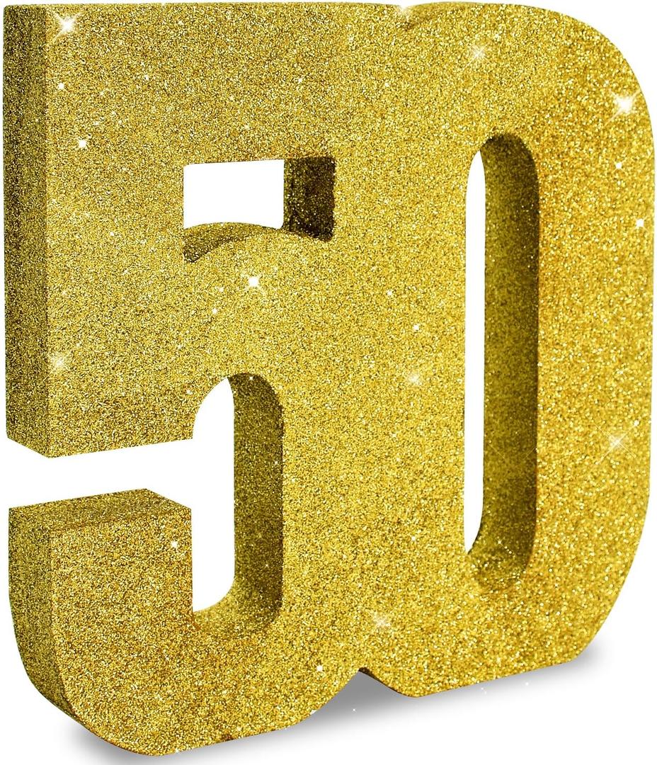TONIFUL 50th Birthday Decoration for Men and Women,50th Anniversary Decoration,Glod Glitter 50th Birthday Centerpieces for Party Decoration,Number 50 Centerpiece Table Decoration