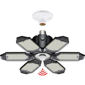 Motion Sensor Garage Light, 20000LM 200W Garage Lights Ceiling Led Motion Activated,Motion Light Indoor with Dusk to Dawn, E26/E27 Screw in Shop Light for Basement Barn Attic Warehouse (1Pack)