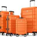 SHOWKOO Luggage Sets Expandable PC+ABS Durable Suitcase Sets Double Wheels TSA Lock 4 Piece Luggage Set Orange