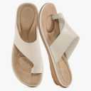 Summer Flat Sandals for Women: Comfortable Walking Dressy Slides for 2025 - Ladies Orthopedic Casual Shoes Indoor Outdoor Cream 43