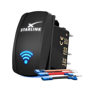 Starlink Rocker Switch, Compatible with Starlink MINI/GEN1-3, Waterproof SPST 5-Pin On/Off Toggle Switch 20A 12V/24V with Jumper Wires, for RV, Marine & Outdoor Satellite Signal Reception Control