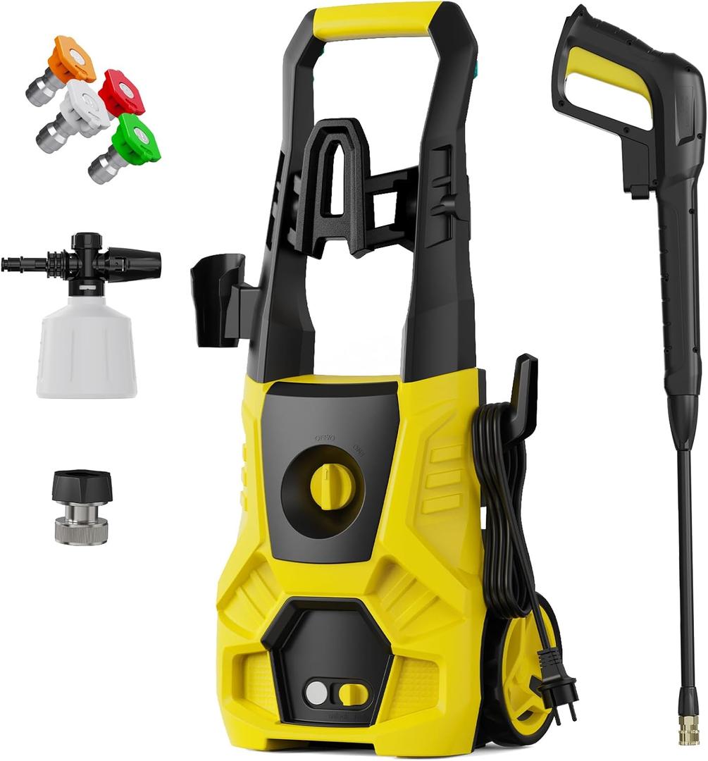 Electric Pressure Washer 5000 PSI 3.0 GPM High Power Washer with 4 Nozzles, 35FT Power Cord, Cleaning Machine with Foam Cannon for Cars Fences Driveways Patios Home Cleaning