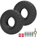 RUTU (2-Pack) 4.10/3.50-4 Replacement Tire + Inner Tube with TR87 Bent Angled Valve Stem for Hand Trucks Dollies Wheelbarrows Lawn Mowers Trailers Lawn Garden Utility Tire & Inner Tube