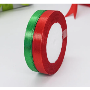 Gift Wrapping Satin Ribbon for Flower Bouquet Arts Crafts Sewing 25 Yard Each Roll Ribbon for Merry Christmas Decoration (Christmas Red Green-1, 3/8 inch Width) Pack of 6