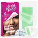 Waxfans Wax Strips for Hair Removal, 60 Counts Facial Wax Strips for Face,Eyebrow,Body,Bikini, Easy at Home Waxing Kit for Women with Sensitive Skin, Long-Lasting Cera Depilatoria Waxing Strips (Red)