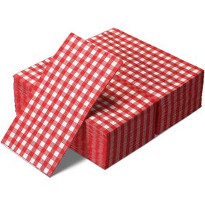 Epakh 120 Pieces Gingham Paper Napkins Bulk, Red Buffalo Plaid Napkins Checkered Disposable Guest Towels Set Picnic Theme Paper Hand Towels for Home Dinner Christmas Birthday Party Supply, 3 Ply
