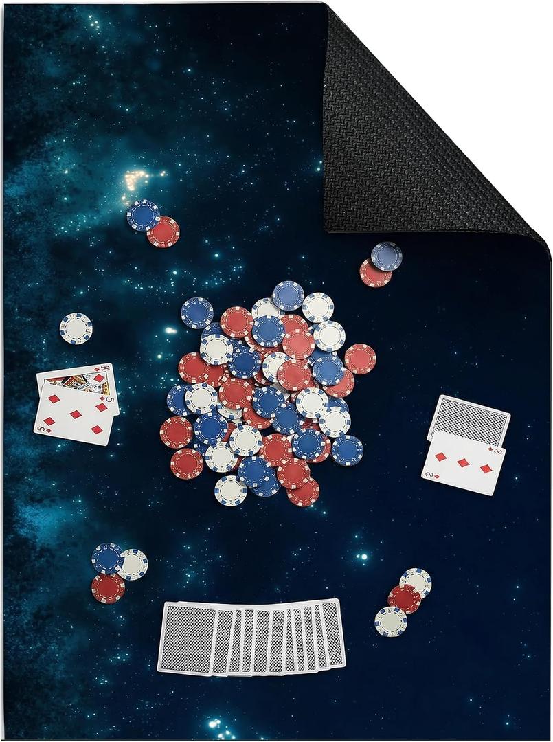 Board Game Mat for Table 31 x 55 Inches, Waterproof Neoprene Gaming Playmat for Mahjong, Poker, Board Games, Card Games, Tile Games, Dominoes & RPG–Large Portable Table Cover (Starry Sky)