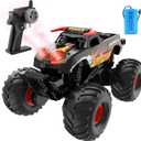Amphibious Remote Control Car 4WD | RC Monster Truck with Dual Spray Mist & Led Lights,1:16 Scale Waterproof RC Cars for All Terrain Off-Road Pickup Toys Gifts for Boys/Girls Age 8-12+ (Black)
