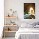 Christian Jesus Wall Art Jesus Leaves the Tomb Canvas Painting Resurrected Savior Leaves the Tomb Posters Prints He Is Risen Pictures for Church Home Bedroom living room Home Wall Decor Framed