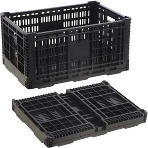 Collapsible Milk Crate, 52L Milk Crates Heavy Duty, Collapsible Storage Crate, Foldable Crates for Car, Trunk, Grocery, Home Storage - Extra Large, Holds 130 lbs (72L Black)
