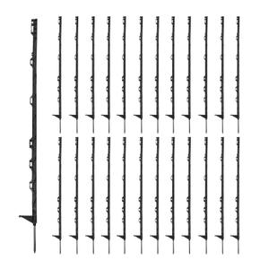 25Pcs Electric Fence Posts, 4FT/122CM Garden Fence Post Portable Temporary Electric Fences Plastic Fence Posts Ideal for Paddock Fencing Grazing Livestock Control Horse Cattle Sheep (Black) (48IN)