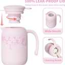 40.5 oz Thermal Coffee Carafe, Stainless Steel Insulated Carafe, Vacuum Thermal Pot with Leak-Proof Lid, Keeping Hot Cold Coffee, Tea, Beverage, Used at Office, Home, Picnic (Pink Sakura)