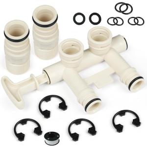 Upgraded 7345388 Water Softener 3/4" Bypass Valve Assembly Kit with (2) Adapters, (4) Clips, and (4) O-rings, Compatible wth Kenmore, GE, Whirlpool, Morton, NorthStar, EcoWater, EcoPure Water Softener