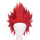 JoneTing Reddish Angry Wigs Men+ Wig Cap Short Red Spiky Wig Short Wavy Red Crazy Hair Reded Spiky Cosplay Hair for Costume Reddish Funny Wigs Halloween Outfit Peluca Roja Chrismas Party for Men