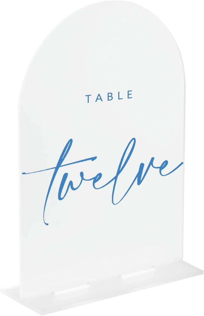 JINMURY 10 Pack Frosted Acrylic Arch Sign with Stand | 5x7 Inch Blank Frosted Acrylic Table Sign with Base, DIY Arch Wedding Signage Table Numbers, Events & Parties