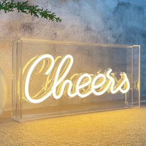 Cheers Neon Sign Light LED Sign for Bar Decorations Warm White Cheers Light up Sign for Table, USB Bar Cart Neon Sign Accessories and Decor for College Apartment Dorm Home Party Indoor