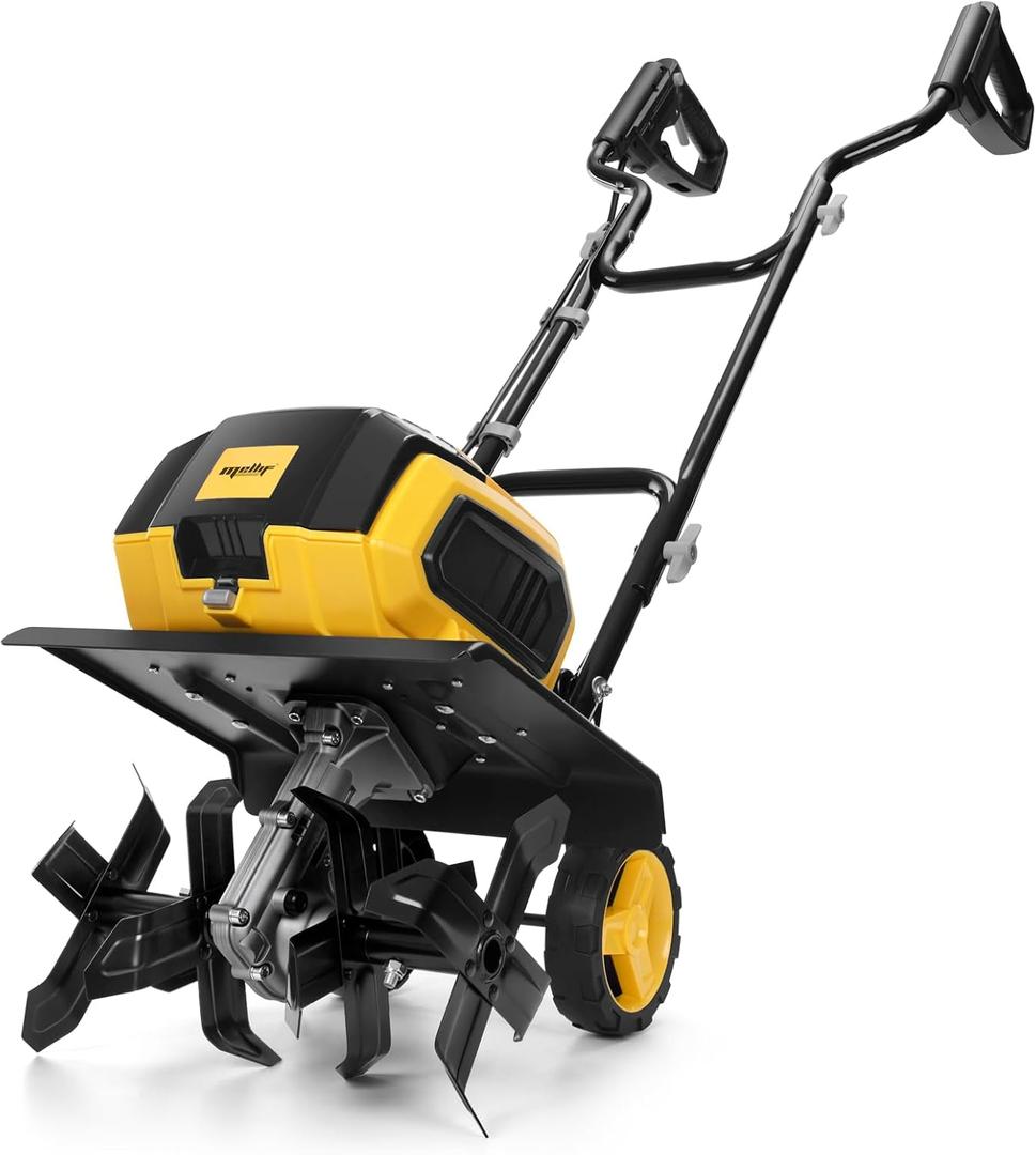 40v Cordless Brushless Tiller Cultivator Compatible with Dewalt 20v Battery(Tool Bare), 14.2in Electric Garden Rototiller, 8.7in Depth, Foldable, Adjustable Wheels for Lawn, Soil Prep, Grass Reseeding