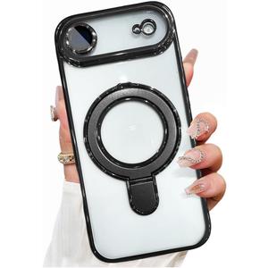 Magnetic Ring for iPhone Air Case Kickstand, Compatible with MagSafe, Built-in Camera Lens Protector,Shockproof Phone Case for iPhone 17 Air 6.5"- Black