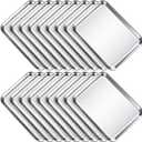 Potchen 18 Pcs Baking Sheet Pan Set Stainless Steel Cookie Sheet Small Toaster Oven Pans Tray Barbecue Grill Pan Rectangle Trays Oven Freezer Bakery, Non-stick, Easy Clean, 9 x 6.7 x 1 Inches