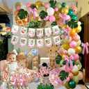 Wild One Birthday Decorations Party Supplies for Girl, Pink Bows Decorations,First Birthday Girl Decor, Jungle Animal Baby Shower Safari 1st Supplies Palm Leaf Balloon Kit
