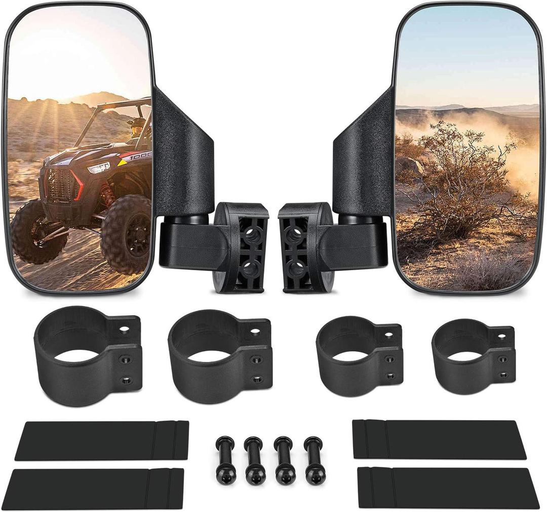 UTV Side Mirrors with 1.75" -2" Roll Bar Cage, UTV Mirrors 360 Degree Adjustable RZR Mirror Compatible with Polaris RZR Kawasaki Teryx Mule Pioneer Yamaha Rhino YXZ