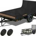 Utility Trailer Cover, 5 x 10 Utility Trailer Cover 600D Oxford Waterproof Windproof Heavy Duty Trailer Cover with Rear Ramp Gate, Fits Dump Trailer Tarp Fits 5 x 10FT (W x L)