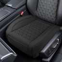 Luxury Faux Leather Car Seat Cover, Anti-Slip Waterproof Universal Front Bottom Seat Protector with Storage Pocket, Triangular Pattern Vehicle Seats Cushion for Sedans, SUVs, Trucks (Black)