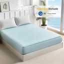 Tokokimo Breathable Fitted Sheet King, Non-Slip ＆ Waterproof Sheets | Mattress Protector for Hot Sleeper, Fitted Sheet Only, with 360° Elastic Corner Straps, Non-Slip Deep Pocket Fits up 8-16''