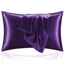 BEDELITE Satin Pillowcase for Hair and Skin, Super Soft and Cooling Similar to Silk Pillow Cases 2 Pack with Envelope Closure, Gift for Women Men(20"x30" Queen Size, Plum Purple)