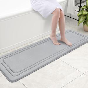 Grandaily Memory Foam Bath Mat Rug 59x20, Ultra Soft, Non-Slip and Absorbent Bathroom Rugs, Machine Wash Dry, Comfortable Bath Carpet for Bathroom Floor, Tub and Shower, Grey (59" x 20")