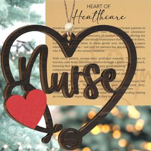 Nurse Christmas Ornament 2025, Medical Ornaments for Christmas Tree, Appreciation Week, Best Valentines Gift Ideas for Nurses, Health Care Worker (with Card) (Heart Shape)