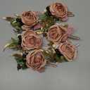 uxcell 6pcs Rouge Boutonnieres for Men, Buttonholes Pocket Corsage Artificial Flowers with Boutonnieres Pins for Bride Groom Wedding Ceremony Anniversary Formal Party