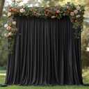 ESGOTBME 10x7ft Wrinkle Free Black Backdrop Curtain for Parties Soft Fabric Drapes Wedding Black Curtain Backdrop for Birthday Party Decorations Background for Photography 5x7ft, 2 Panels