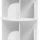 Rotating Bookshelf 2/4-Tier Wooden Rotatable Bookshelf 360Display Floor Standing Storage Rack, White Multifunctional Organizer(4-Tier)