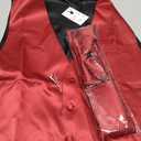 Men's Vest Tie Set Bow Tie Satin V-Neck Solid Colors Suit Waistcoat Cufflinks hanky Formal Wedding Business Tuxedo (Medium, Burnt Orange)